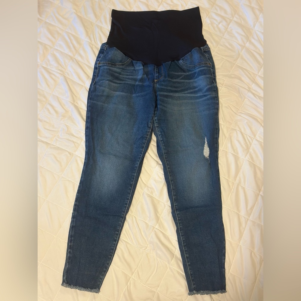 a:glow Dark Blue Skinny Maternity Jeans with Full Belly Panel